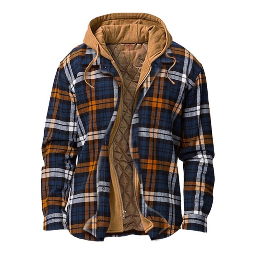 Flannel hooded jacket